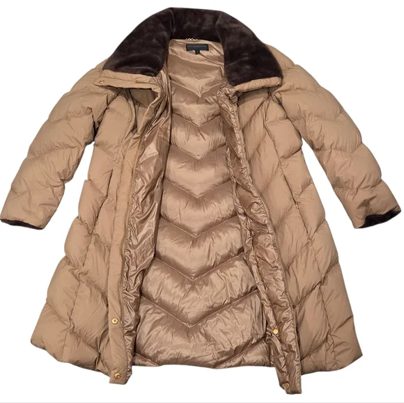 Chevron Down Puffer Coat Antique Gold - Picture 8 of 11